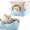 Comes with clip to attach to cage. Can be used two ways - See picture. Package contains only bed, pillow, and clip. machine washable, air dry. Brand: Misyue Pattern is Paris / Owls